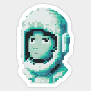 Pixelated Astronaut Head - Teal Sticker